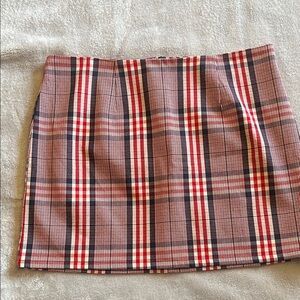 Plaid Mini Skirt in Red and Navy